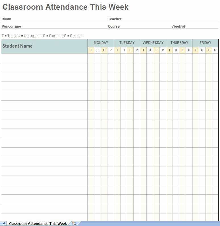 Student Tracking Sheet Template Best Of Weekly Student attendance Tracking