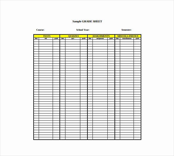 Student Tracking Sheet Template New Grade Sheet Template 32 Free Word Excel Pdf Documents