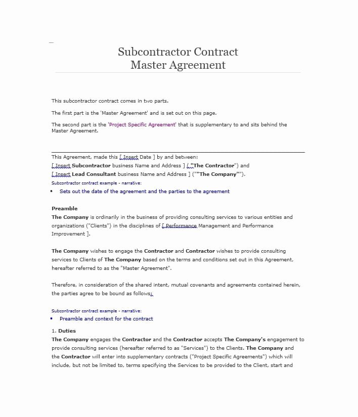 Subcontractor Contract Template Free Fresh Need A Subcontractor Agreement 39 Free Templates Here