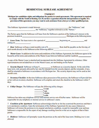 Sublease Agreement Template Free Fresh Sublease Agreement Templates Free Download Edit and Sign