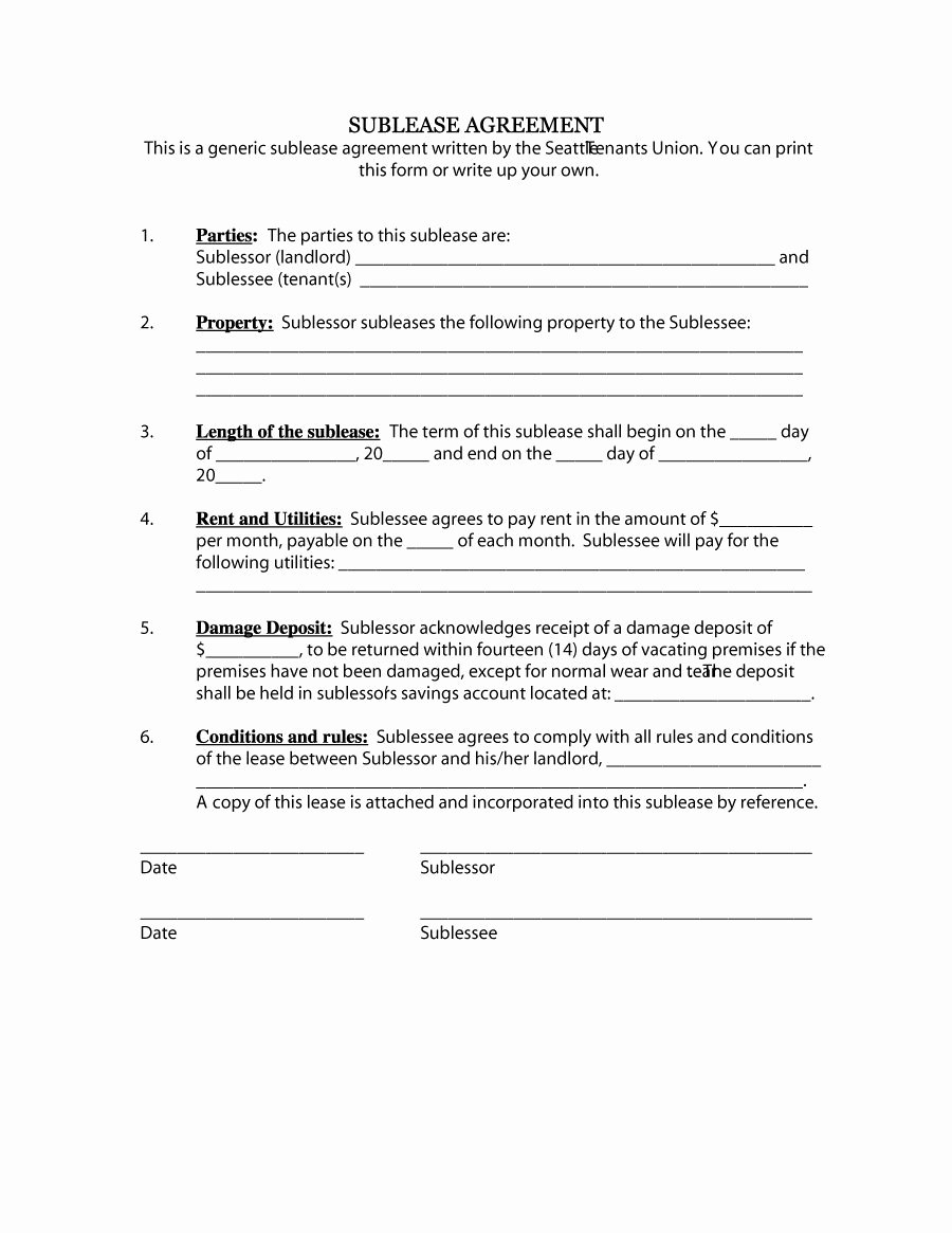 Sublease Agreement Template Free Lovely What is the Difference Between A Lease and A Sublease form
