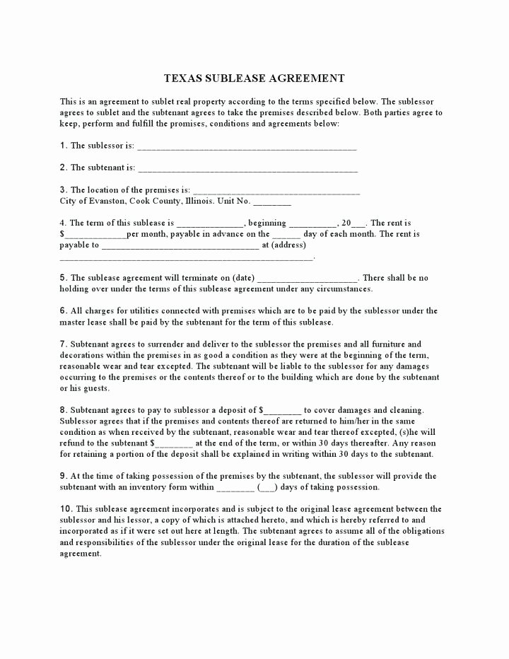 Sublease Agreement Template Word Unique Sublet Application Template