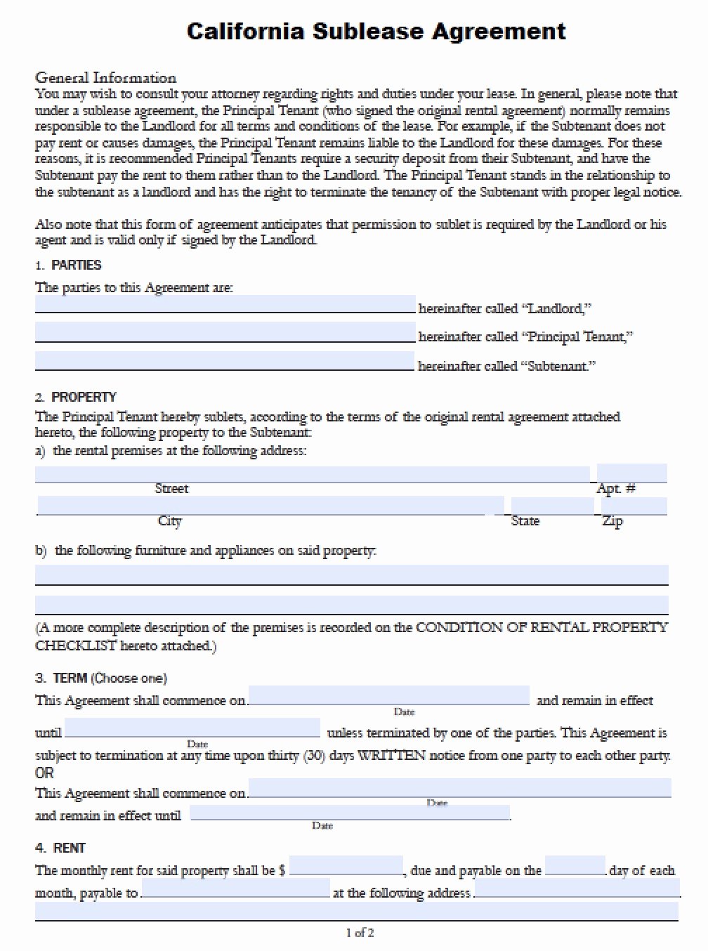 Subletting Lease Agreement Template Luxury Mercial Sublease Agreement Template California