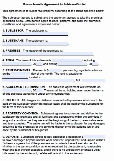 Subletting Lease Agreement Template New Sublease Agreement Template