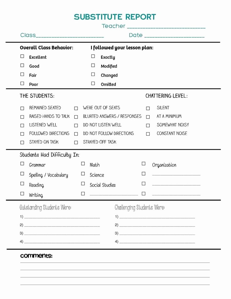 Substitute Lesson Plan Template Best Of 25 Best Ideas About Substitute Teacher forms On Pinterest