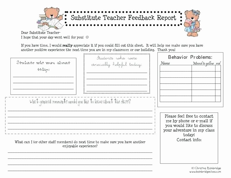 Substitute Lesson Plan Template Inspirational Substitute Teacher Template – Skincense