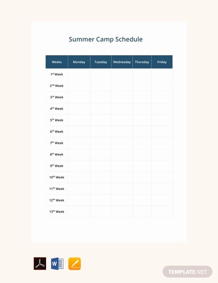 Summer Camp Schedules Template Fresh Free School Timetable Template Download 175 Schedules In
