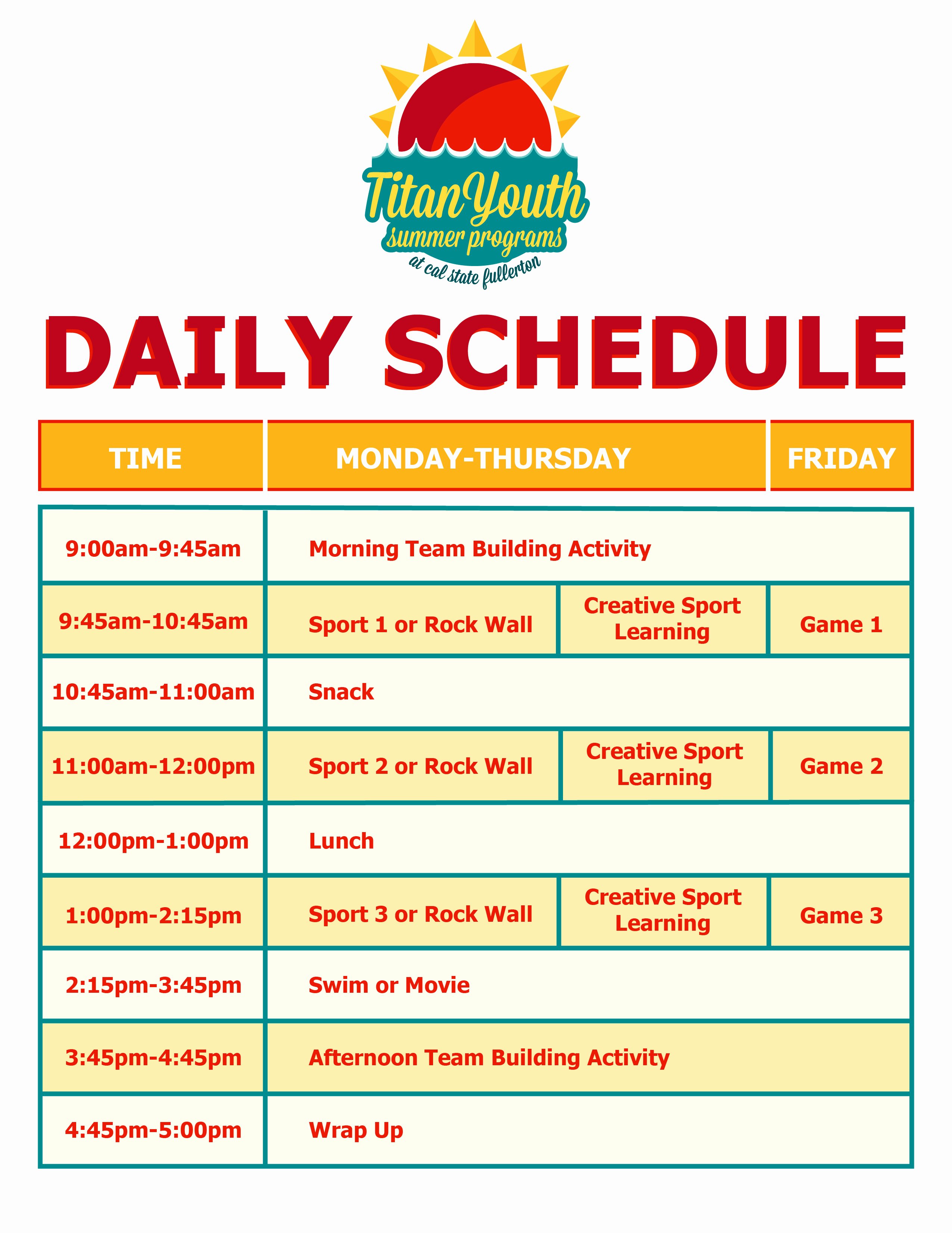 Summer Camp Schedules Template Unique Best S Of Daily Schedule Template for Teenagers