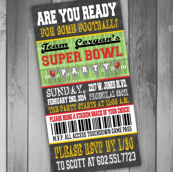 Superbowl Party Invitation Template New Superbowl Party Invitation Ticket Invitation Football