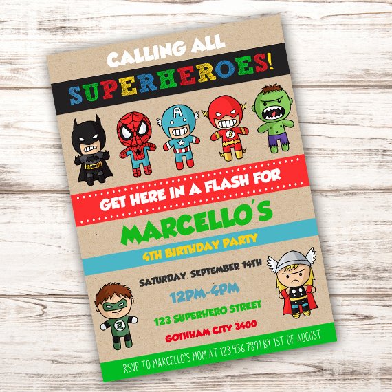 Superhero Birthday Invitation Template Best Of Superhero Birthday Party Invitation Template Edit with