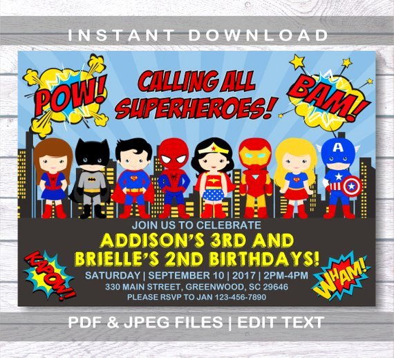 Superhero Birthday Invitation Template Inspirational Superhero Invitation Superhero Birthday Invitation Instant