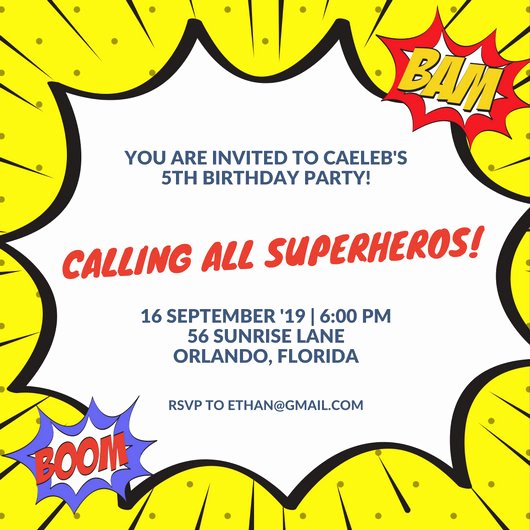 Superhero Birthday Invitation Template Luxury Superhero Invitation Templates Canva