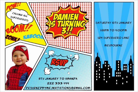 Superhero Invitation Template Free Luxury 30 Superhero Birthday Invitation Templates Psd Ai