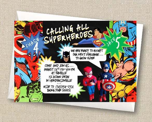 Superhero Invitations Template Free Best Of 20 Superhero Birthday Invitations Psd Vector Eps Ai