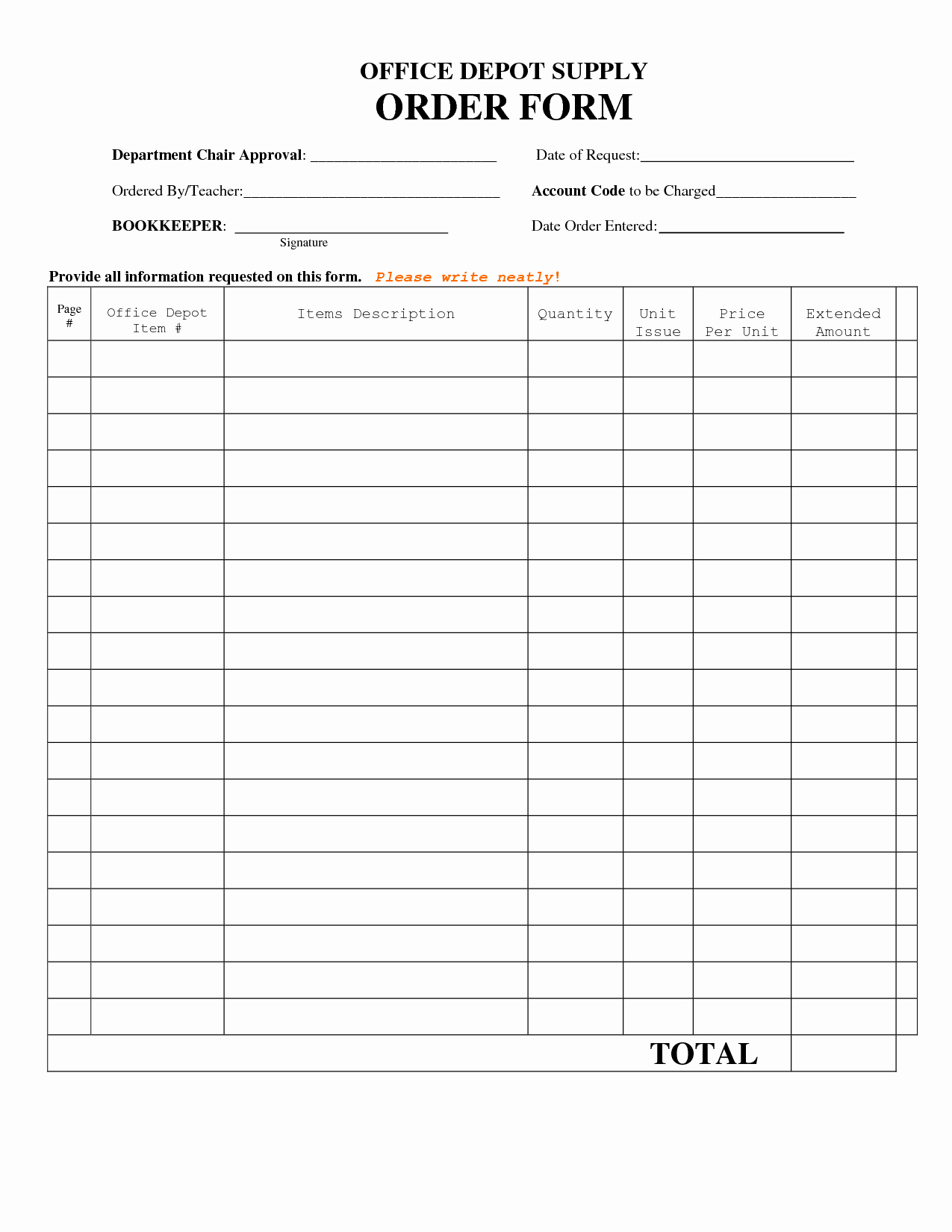 Supply order form Template Awesome Best S Of Standard Fice Supply order form Fice