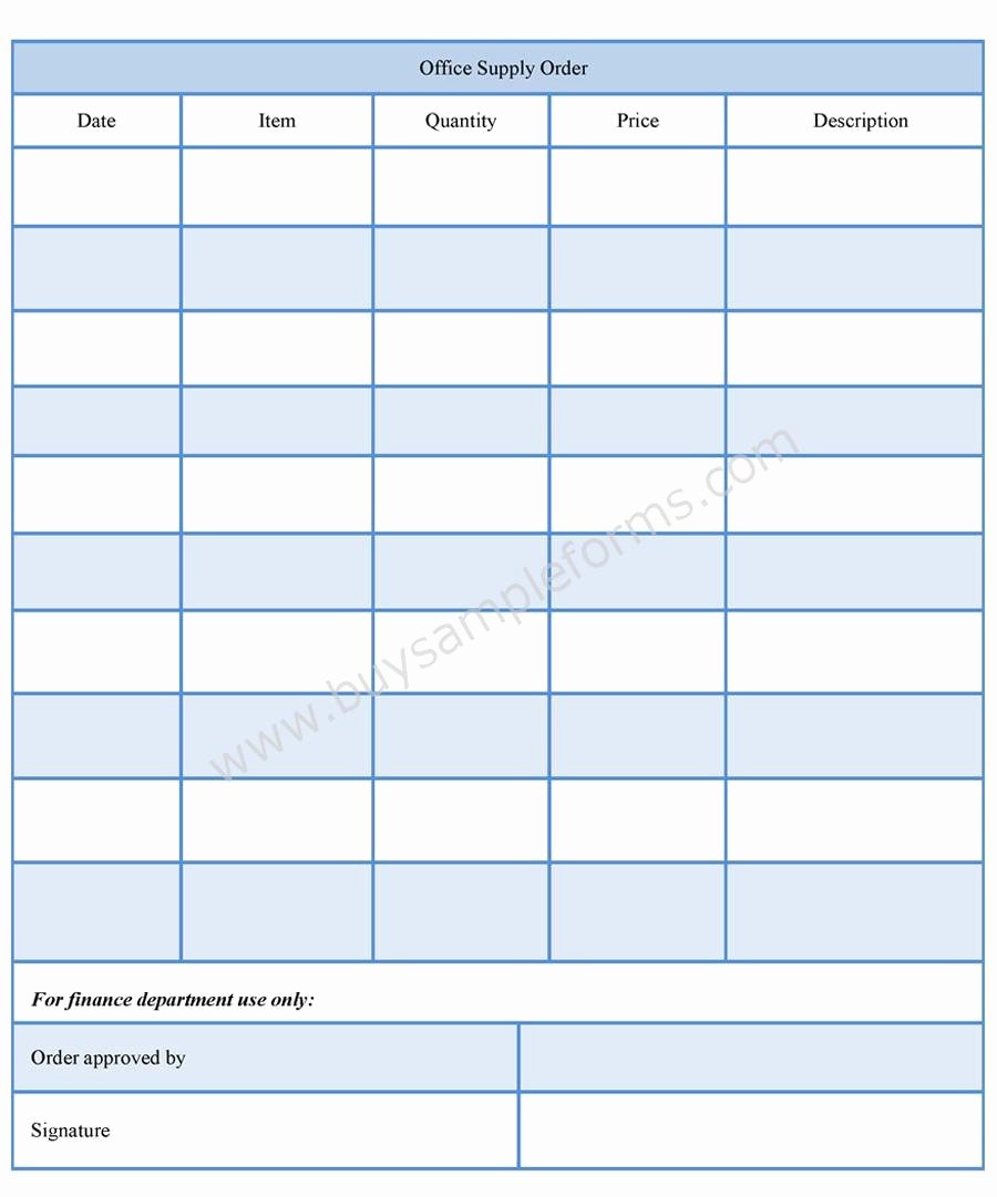 Supply order form Template Awesome Fice Supply order form