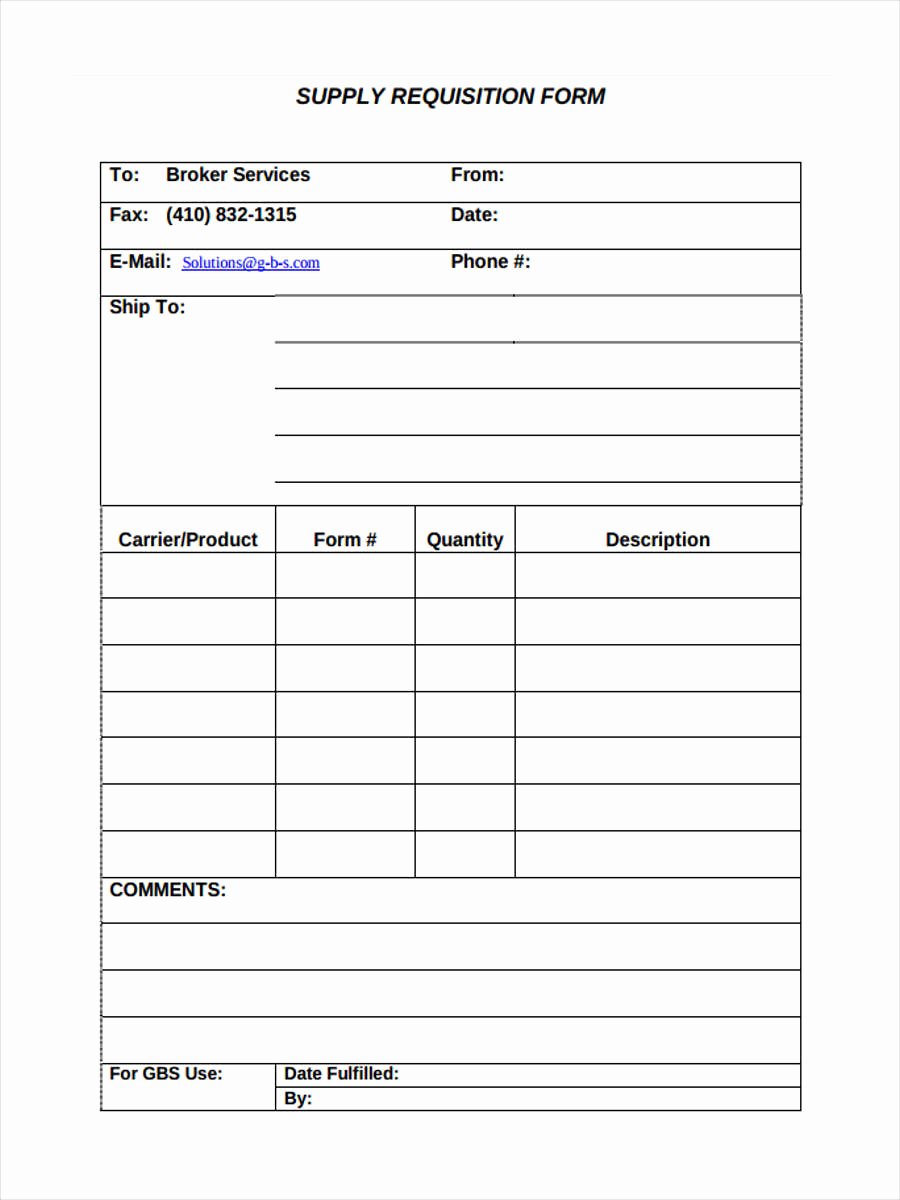 Supply order form Template Best Of 7 Food Requisition form Sample Free Sample Example