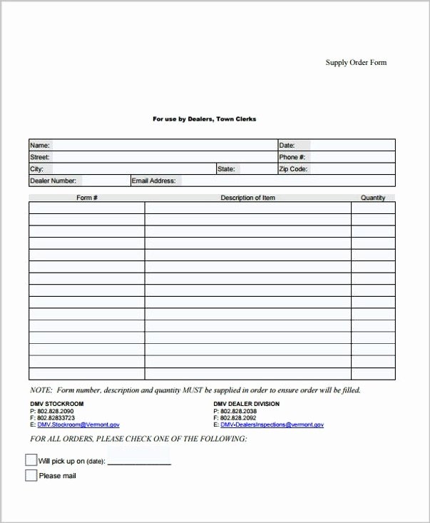 Supply order form Template Unique 10 Customer order form