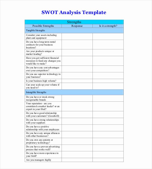 Swot Analysis Template Excel Best Of Free Swot Analysis Template 10 Free Word Excel Pdf