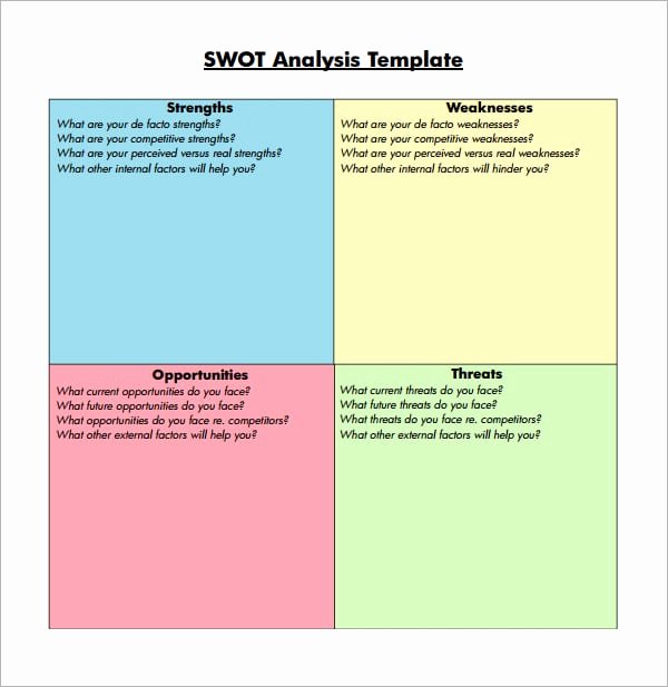 Swot Analysis Template Word New 7 Free Swot Analysis Templates Excel Pdf formats