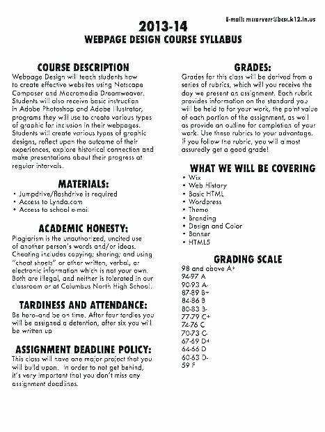 Syllabus Template High School Awesome New Course Syllabus Template for Teachers Awesome Outline