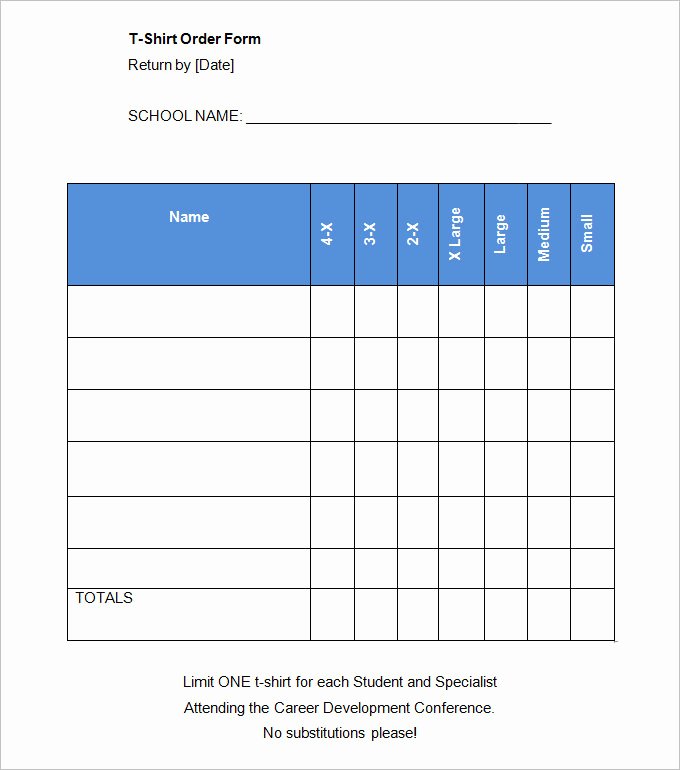 T Shirt form Template Fresh 41 Blank order form Templates Pdf Doc Excel