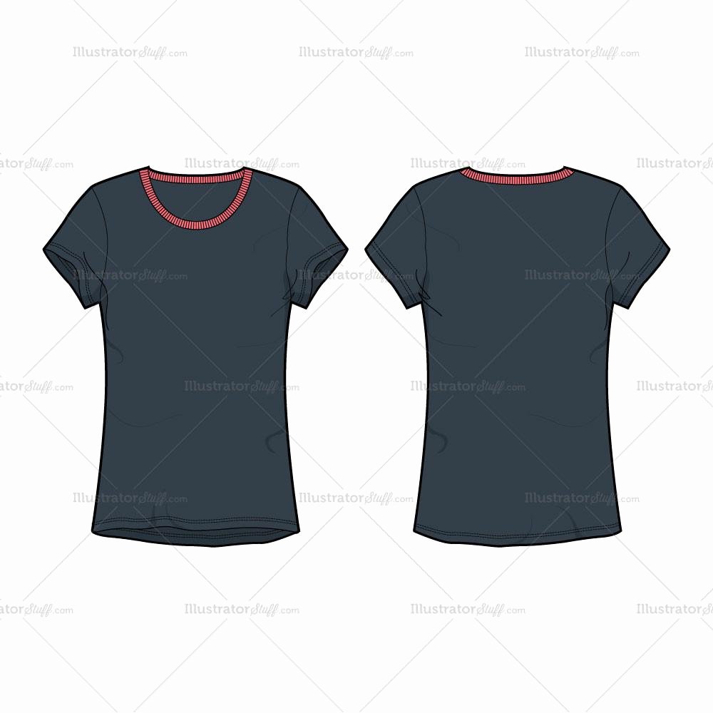 T Shirt Template Illustrator Lovely Women S Round Neck T Shirt Fashion Flat Template