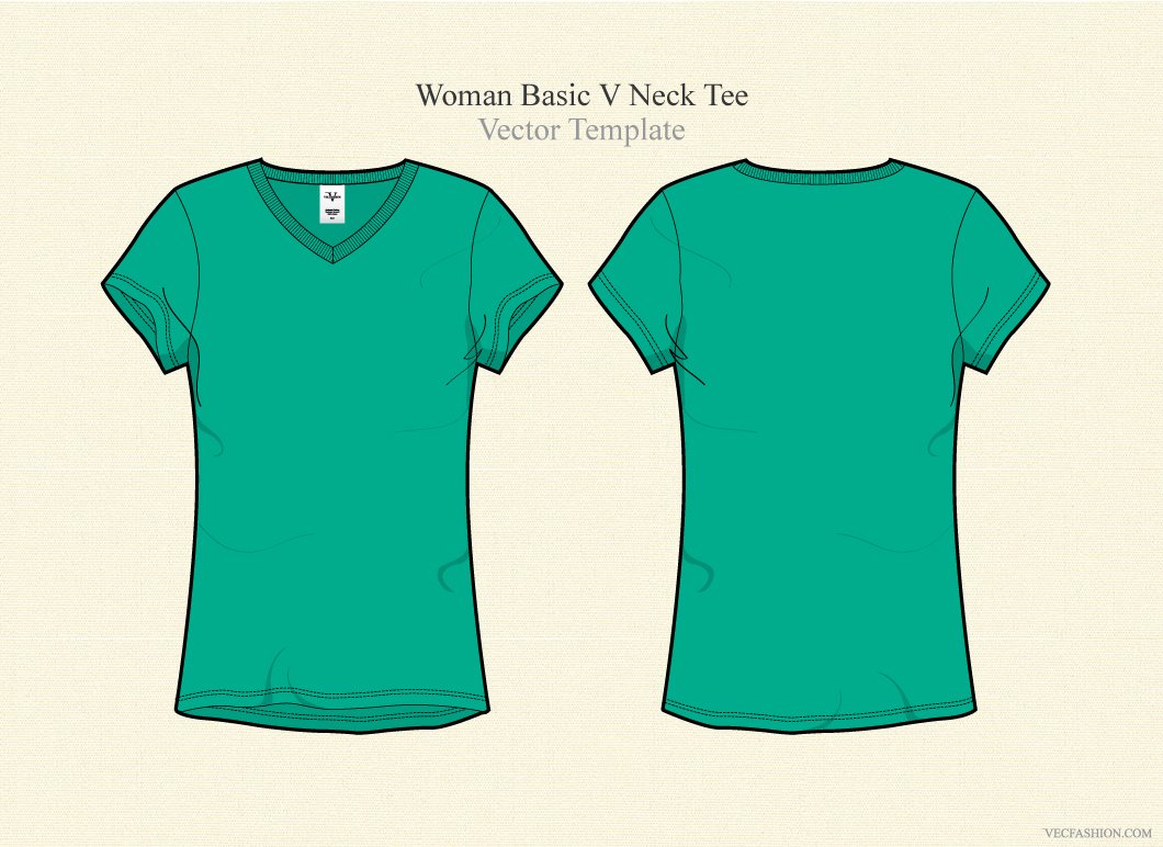T Shirt Template Vector Luxury Woman Basic V Neck Tee Illustrations On Creative Market