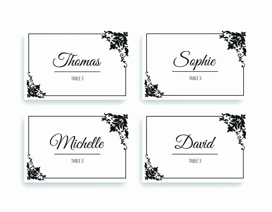 Table Number Cards Template Awesome Table Place Cards Leaf Initial Printable Name Card
