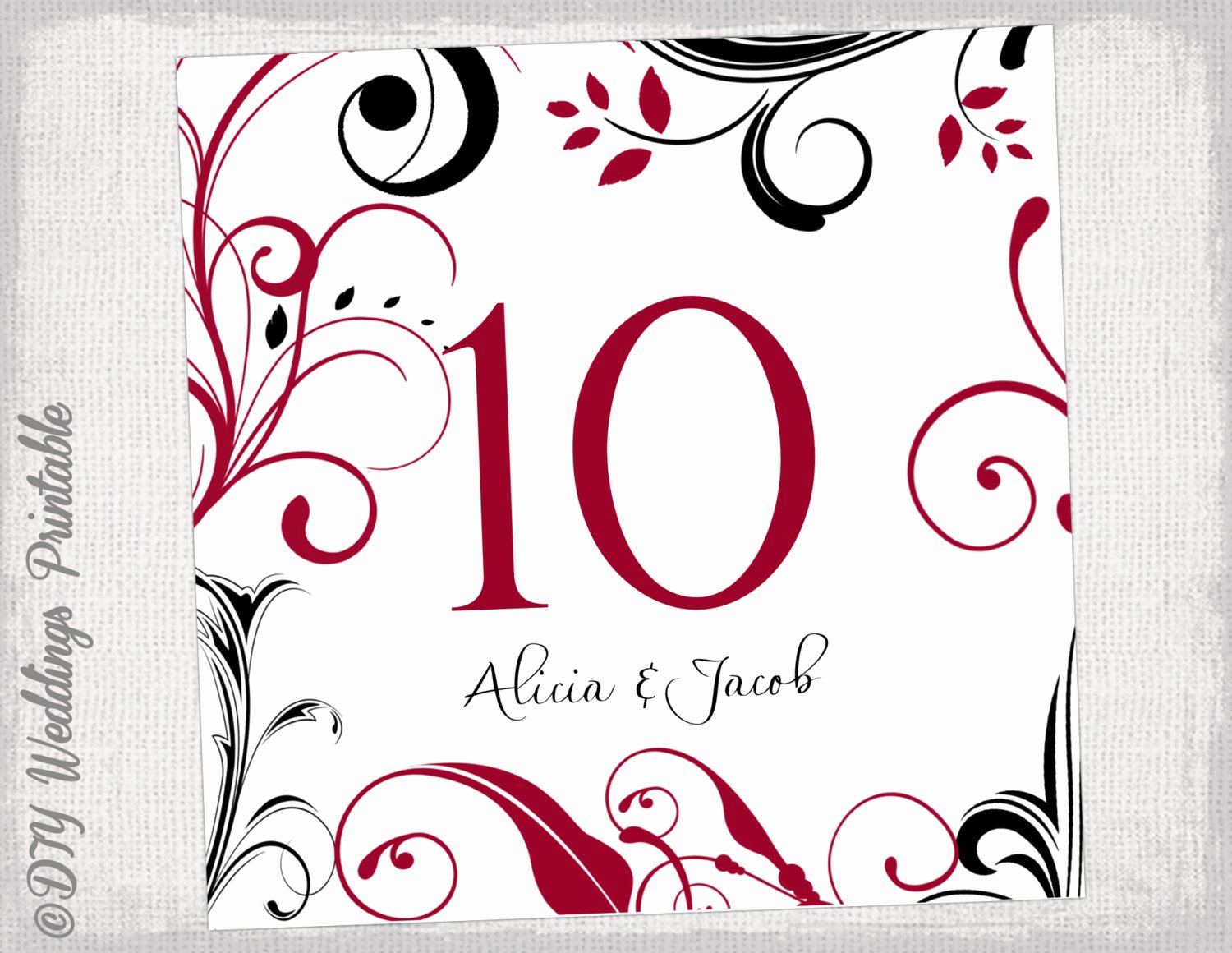Table Number Cards Template Beautiful Table Number Template Diy Apple Red and Black