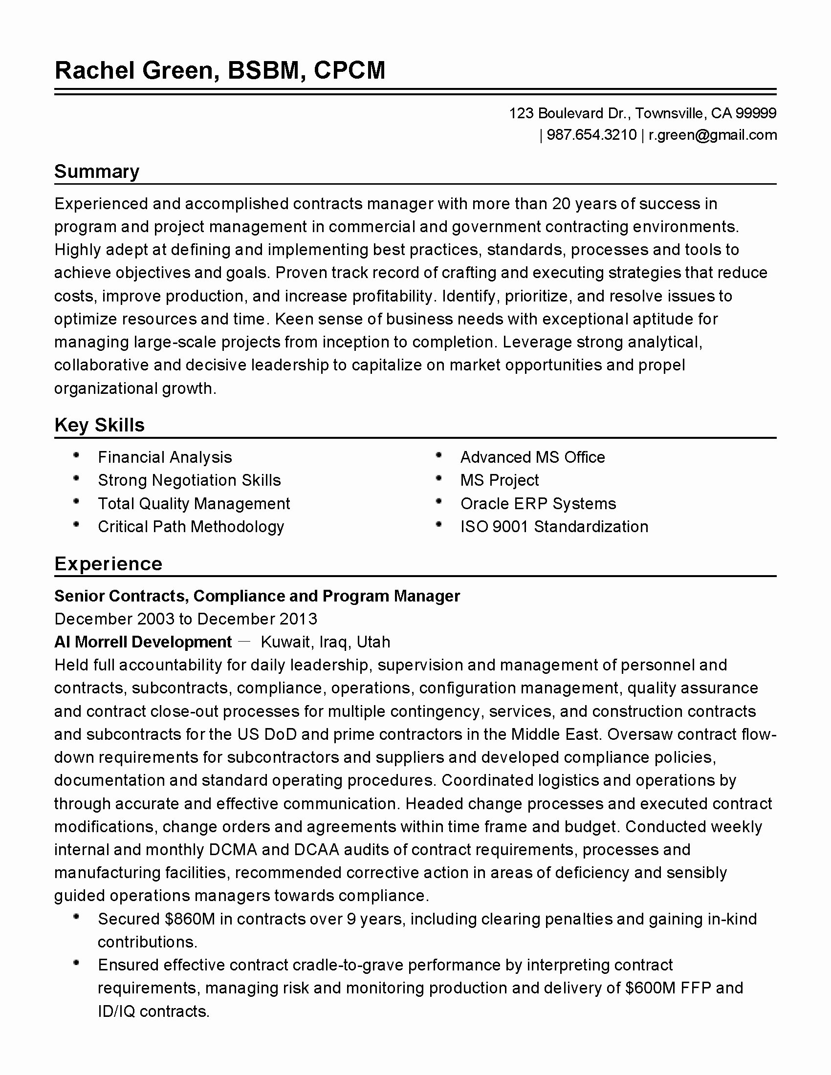 Talent Management Contract Template Luxury Contract Manager Resume