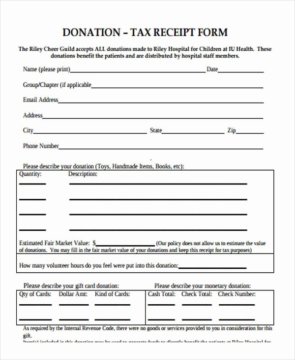Tax Donation form Template Beautiful 36 Printable Receipt forms