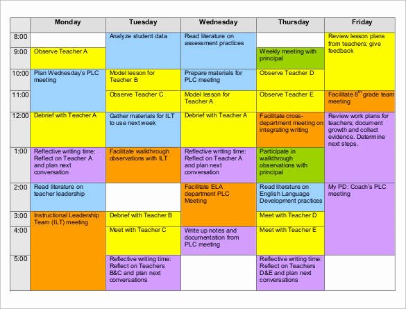 Teacher Daily Schedule Template Elegant 35 Sample Weekly Schedule Templates