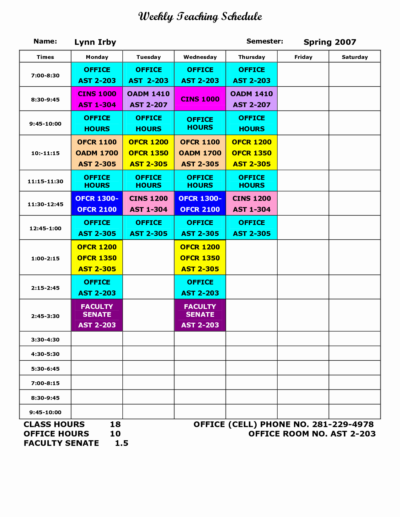 Teacher Daily Schedule Template Fresh Best S Of Weekly Class Schedule Template for Teachers
