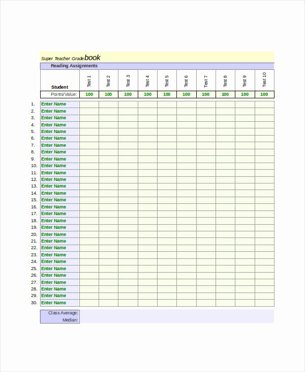 Teacher Grade Book Template Awesome Grade Book Template 7 Free Excel Pdf Documents
