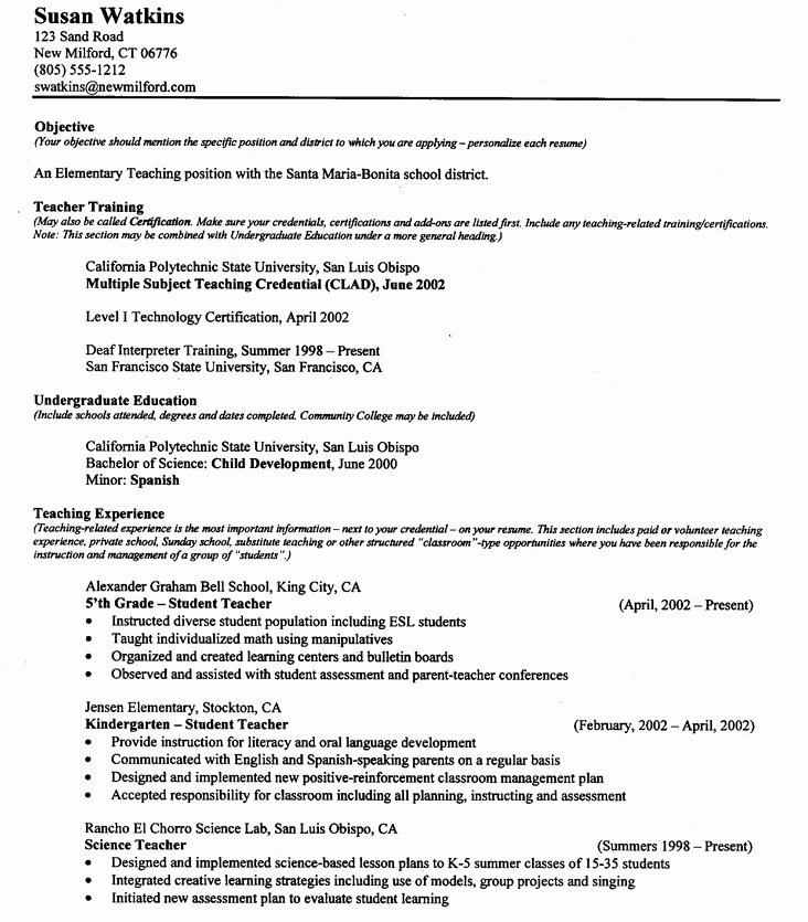 Teacher Resume Template Free Inspirational Student Teaching Resume Samples Best Resume Collection