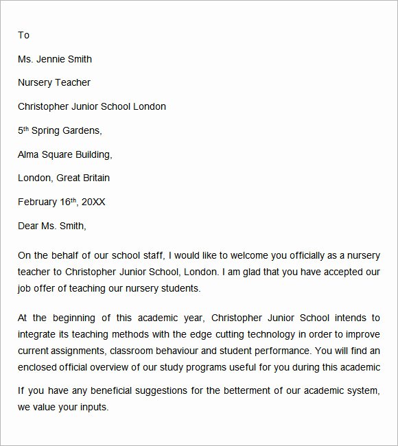 Teacher Welcome Letter Template Best Of Wel E Letter 6 Free Sample Examples format
