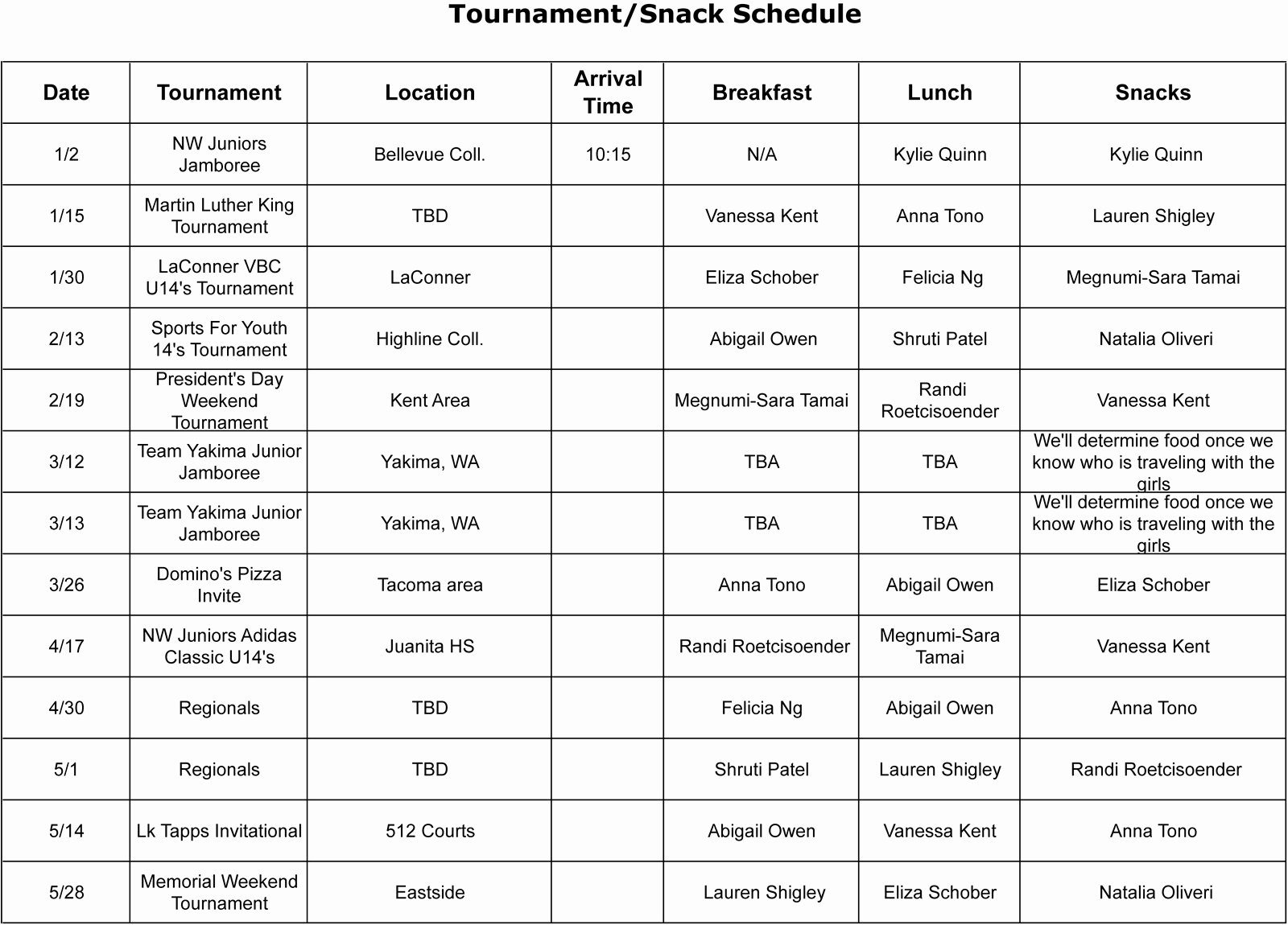 Team Snack Schedule Template Beautiful 28 Of 8 Team League Schedule Template