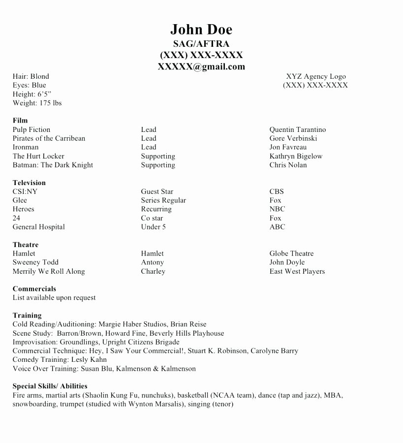 Technical theatre Resume Template Luxury 10 11 Technical theatre Resumes