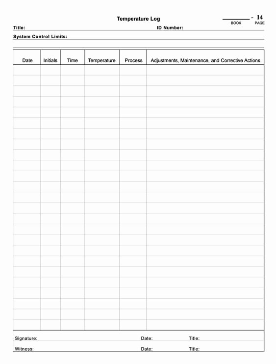 Temperature Log Sheet Template Luxury Temperature Chart Template