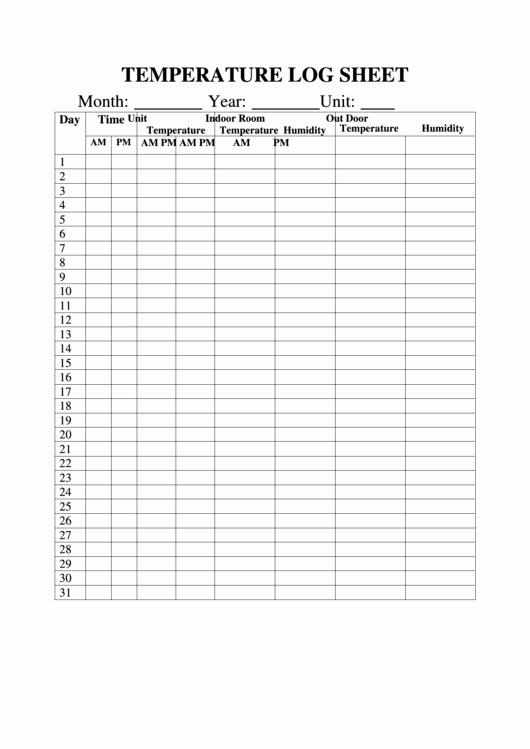 Temperature Log Sheet Template New 69 Temperature Log Sheets Free to In Pdf