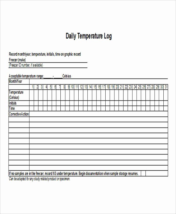 Temperature Log Template Excel Awesome 27 Log Templates In Excel
