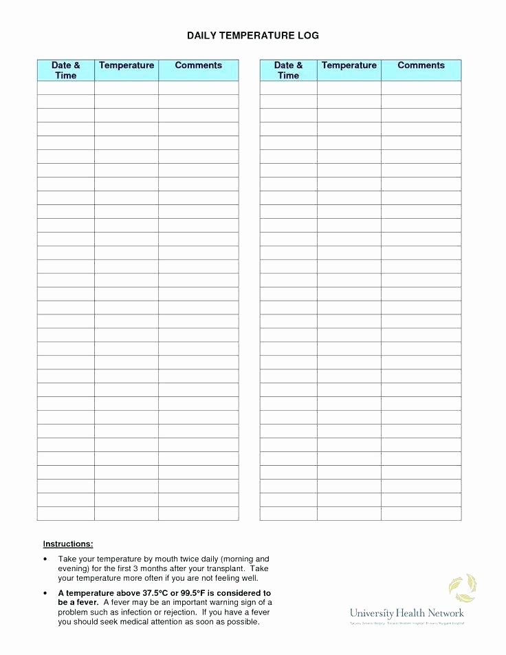 Temperature Log Template Excel Elegant Temperature Record Chart Template Meat Cooking