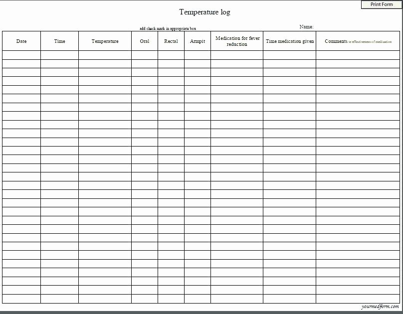 Temperature Log Template Excel Unique Food Temperature Log Sheet Template – Cafedesignfo