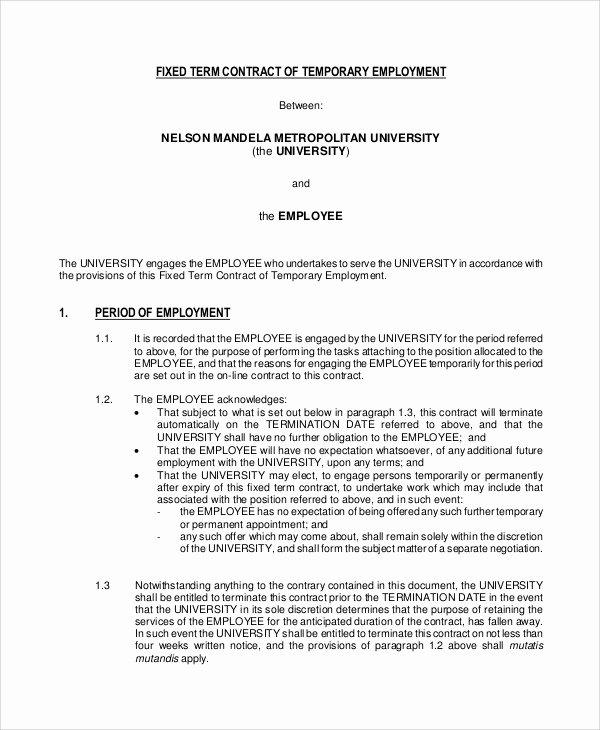 Temporary Employment Contract Template Beautiful 14 Employment Contract Templates Pages Google Docs
