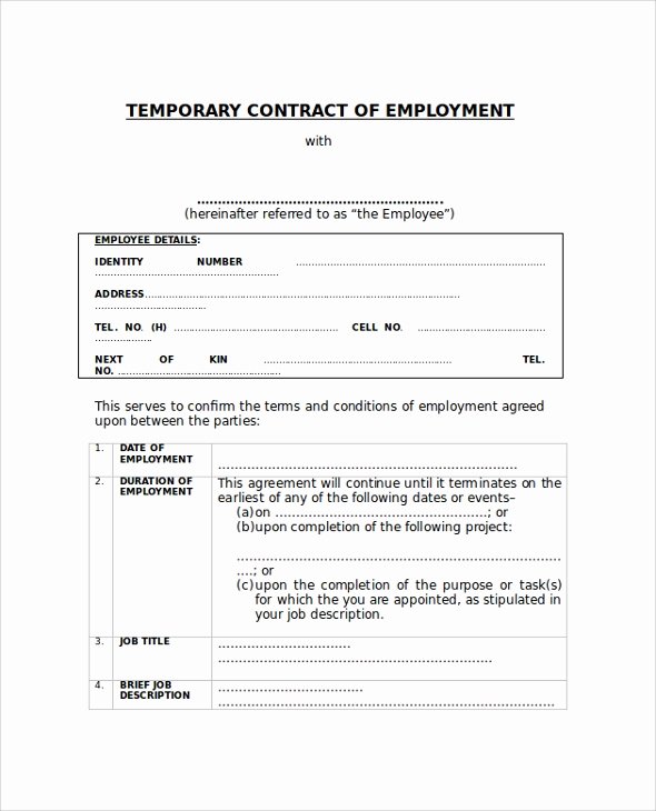 Temporary Employment Contract Template Inspirational 7 Employment Contract Samples Examples Templates