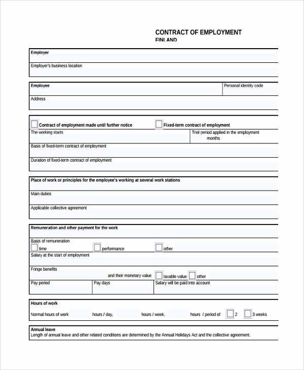 Temporary Employment Contract Template Unique 7 Employment Contract forms