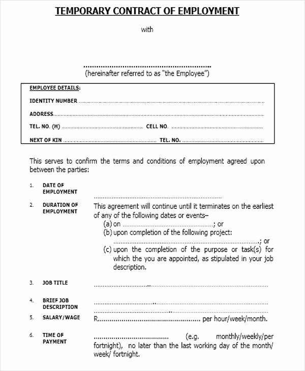 Temporary Employment Contract Template Unique 7 Job Contract Samples &amp; Templates
