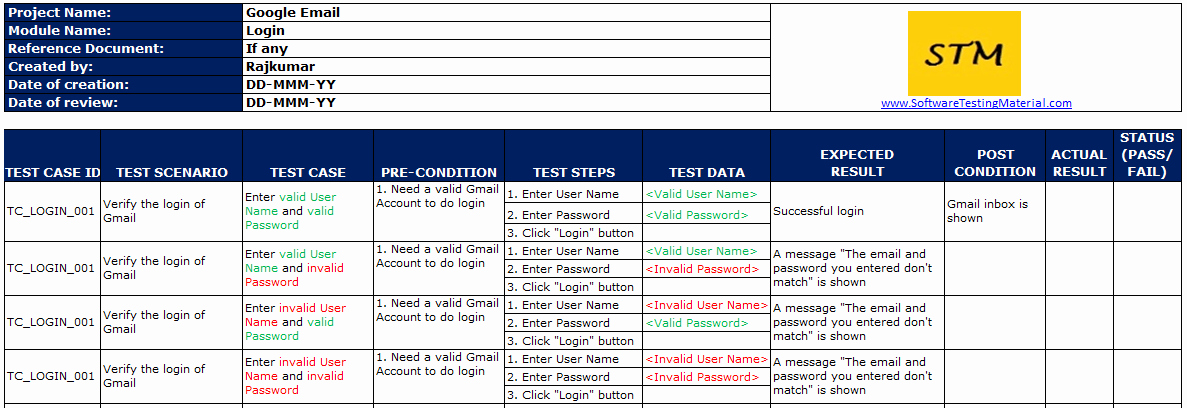 Test Case Template Xls Awesome Test Case Template with Explanation