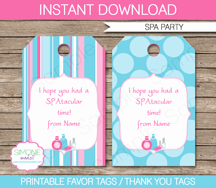 Thank You Tag Template Awesome Spa Party Favor Tags Template